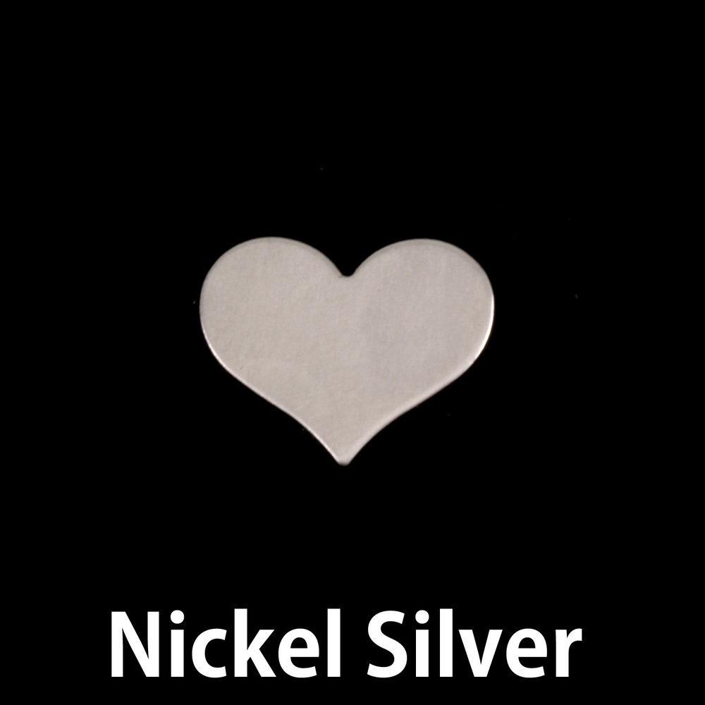 Metal Stamping Blanks Nickel Silver Classic Heart, 13mm (.51") x 11mm (.43"), 24g, Pack of 5